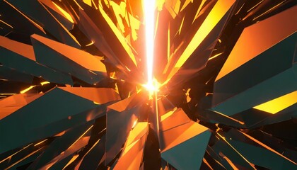 abstract geometric background explosion power design with crushing surface 3d illustration