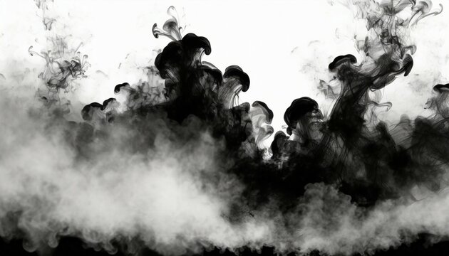 abstract black puffs of smoke swirl overlay on background pollution royalty high quality free stock image of abstract smoke overlays on white backgrounds black smoke swirls fragments