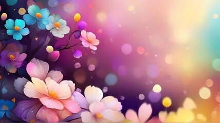 Fototapeta na wymiar La Elegancia de la Primavera: Flores que Florecen en un Estallido Floral, Capturando la Belleza de la Naturaleza en una Ilustración Morada, Perfecta para Empapelar con el Arte de la Temporada