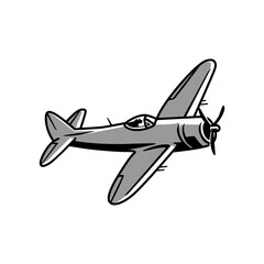 vector world war aircraft military on white background, use for logo or illustration