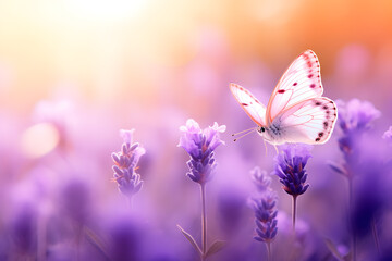 Lavender Harmony: Butterflies Fluttering in Summer's Glow