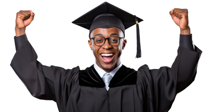 Proud happy graduate celebrating success, cut out