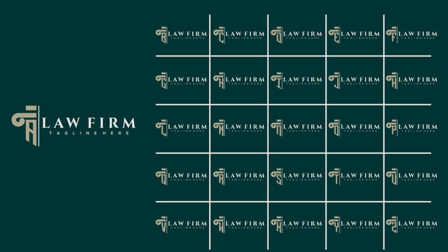 Set for initial lawfirm logo with pillar vector design	
