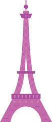 Fototapeta na wymiar Simple purple flat drawing of the French historical landmark monument of the EIFFEL TOWER, PARIS