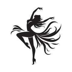 Woman Dancing Cooking Silhouette: Passionate Dancers, Creative Gestures, and Elegant Silhouettes - Minimallest lady dance black vector girl dancing Silhouette
