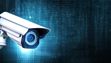 Totale Überwachung - Sicherheitskamera-Überwachungssystem für Bewegungs- und Gesichtsidentitätserkennung - obrazy, fototapety, plakaty