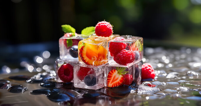 fruits within ice qube