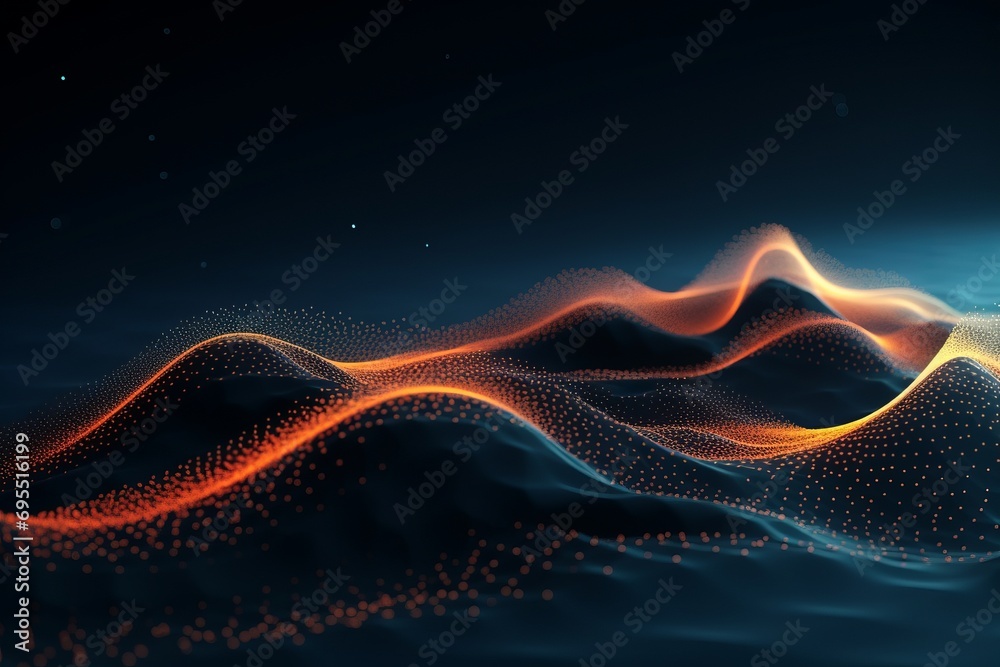 Wall mural abstract digital wave of particles. futuristic point wave. technology background