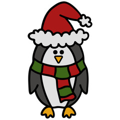 Christmas Penguin In Santa Hat