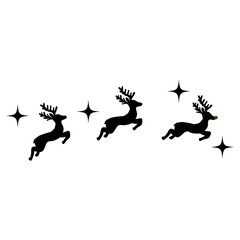 Reindeers Flying Through Sky