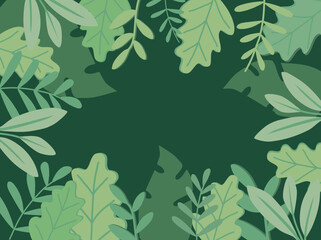 decorative background leafs plants, jungle, forest, plant frame border botanical green