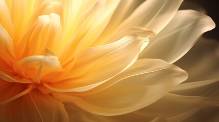 Banner for website with closeup view of yellow layers of flower petals. Soft pastel beautiful...
