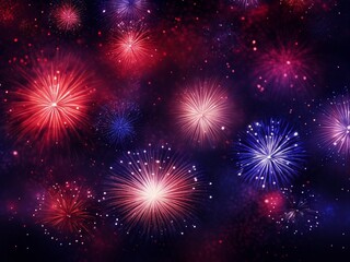 Fototapeta na wymiar Colorful fireworks on dark night sky background. New Year and Christmas concept.