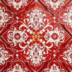 Pattern of azulejos red tiles