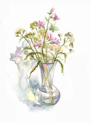 bouquet of wild flowers painted in watercolor