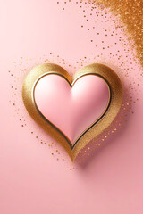 Valentine's Background mockup with heart and shining on a light pink background.