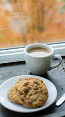 A cup of coffee and cookies. Caffeine Harmony: A Perfect Blend with Sweet Bites.