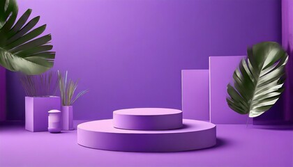 empty products display purple studio background used for cosmetics products podium