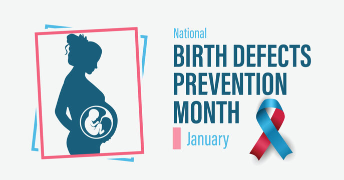 National birth defects awareness month campaign banner. Observed each year in January.