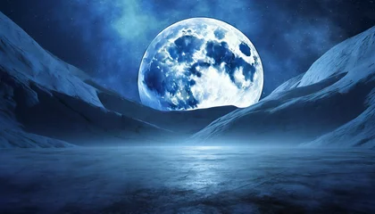 Zelfklevend Fotobehang full blue moon elements of this image furnished by nasa background backdrop © Adrian