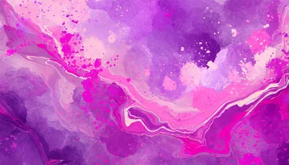 Deurstickers abstract purple pink marble marbled ink painted painting texture colorful background banner color swirls painted splashes generative ai © Adrian