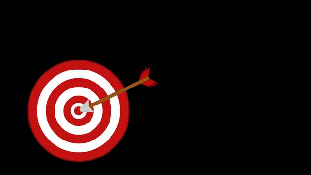 video animation arrow target board object, strategy, objective and marketing concept. On a transparent background with zero alpha channel
