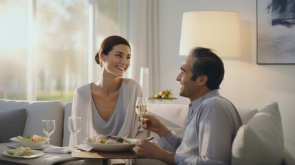 A couple looking at a cancer informational brochure together.