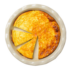 Cottage Cheese Pie, Homemade Pie on White Background