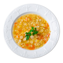 Pea Soup, Vegetarian and Vegan Pea Soup on White Background