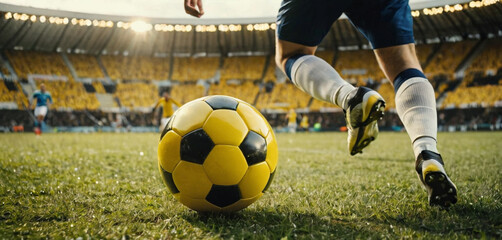 kicking a soccer ball