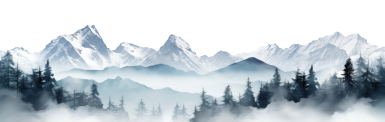 Picturesque landscape with majestic snowy mountain peaks