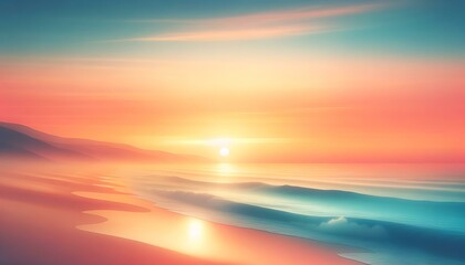Naklejka na ściany i meble Gradient color background image with a tranquil beach sunrise theme