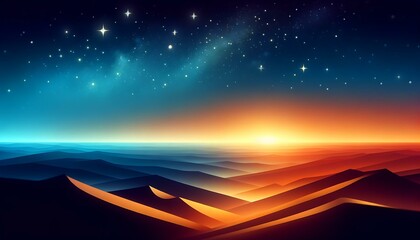 Gradient color background image with a dreamy starry night over the desert theme