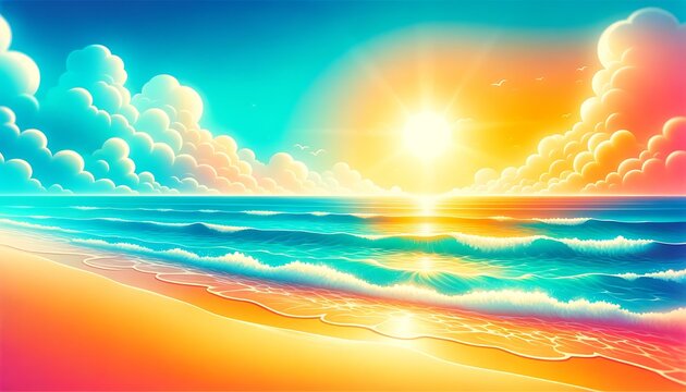 Gradient color background image with a vibrant summer beach theme