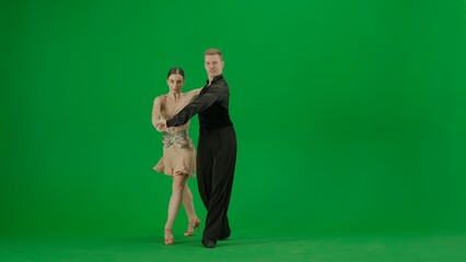 Elegant Ballroom Dance Couple in Action chroma key.
