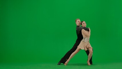 Elegant Ballroom Dance Couple in Action chroma key.