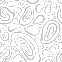 Seamless abstract textured pattern. Simple background with grey, white texture. Digital brush strokes. Lines, ovals, shapes. Design for textile fabrics, wrapping paper, background, wallpaper, cover.