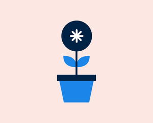 Money tree in a pot . Vector illustration in flat style design.	
