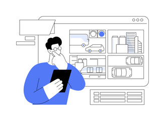 Security monitoring and analysis isolated cartoon vector illustrations.