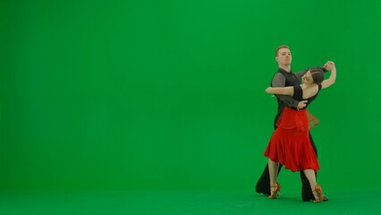 Elegant Ballroom Dance Couple in Action chroma key.