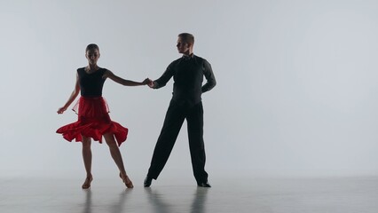 Silhouette Elegant Ballroom Dance Couple on a white background