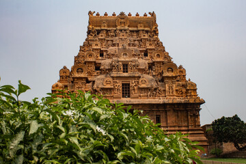 One of the entrance tower of Thanjavur Big Temple(also referred as the Thanjai Periya Kovil in...