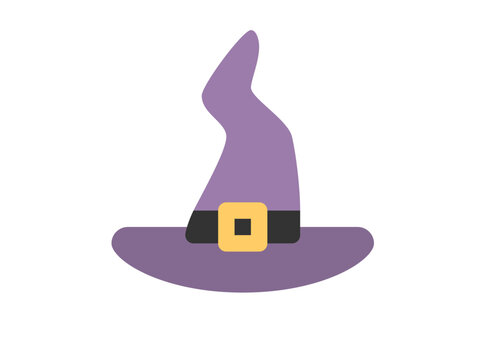 Halloween witch hat flat icon vector illustration.