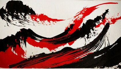 abstract vintage japanese calligraphy stroke painting style lacquer painting hand edited generative...