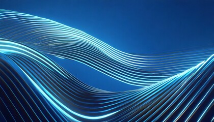 3d rendering abstract modern minimal wallpaper with wavy lines glowing over the blue background
