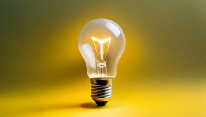 light bulb glowing on a yellow background