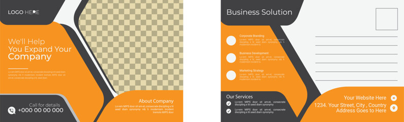 Corporate business postcard design temple