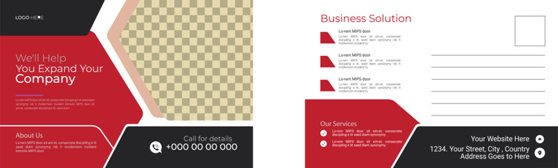 Corporate business postcard design temple