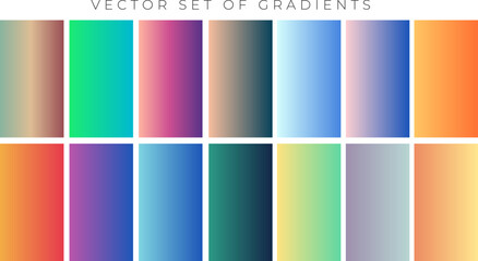 Vector set of gradients. with yellow, purple and blue abstract shape.