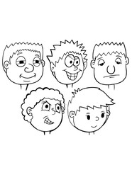 Cartoon Heads and Faces Vector Illustration Art Set
